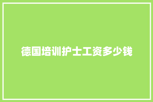 德国培训护士工资多少钱