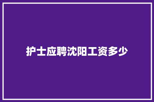 护士应聘沈阳工资多少