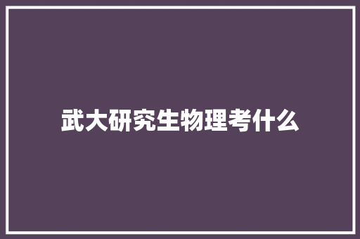 武大研究生物理考什么