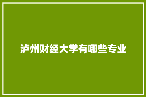 泸州财经大学有哪些专业