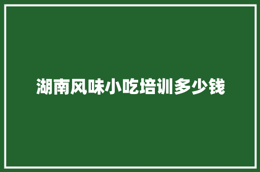 湖南风味小吃培训多少钱