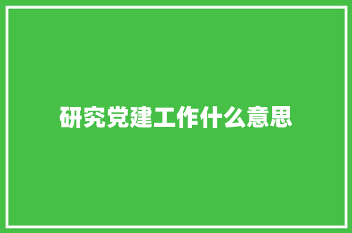 研究党建工作什么意思