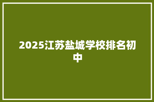 2025江苏盐城学校排名初中