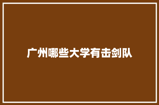 广州哪些大学有击剑队