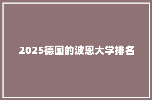2025德国的波恩大学排名