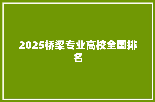 2025桥梁专业高校全国排名