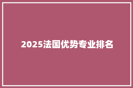 2025法国优势专业排名
