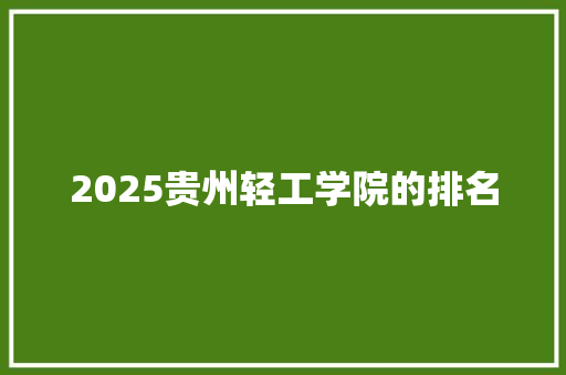 2025贵州轻工学院的排名