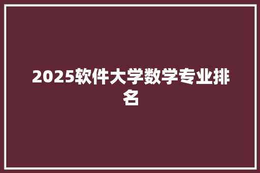 2025软件大学数学专业排名