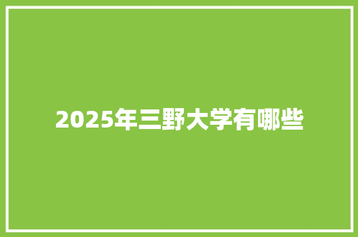 2025年三野大学有哪些
