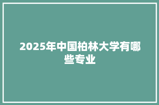 2025年中国柏林大学有哪些专业