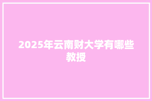 2025年云南财大学有哪些教授