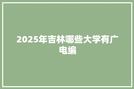 2025年吉林哪些大学有广电编 简历模板