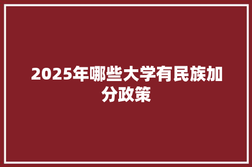 2025年哪些大学有民族加分政策