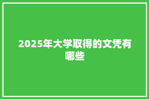 2025年大学取得的文凭有哪些