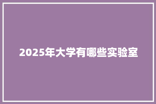 2025年大学有哪些实验室