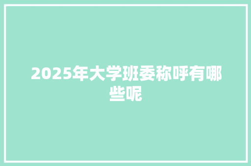2025年大学班委称呼有哪些呢