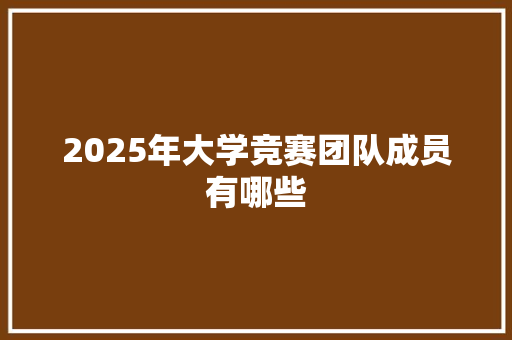 2025年大学竞赛团队成员有哪些
