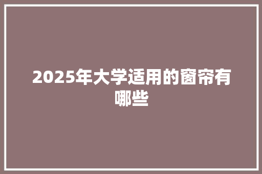 2025年大学适用的窗帘有哪些