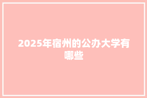 2025年宿州的公办大学有哪些