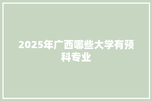 2025年广西哪些大学有预科专业