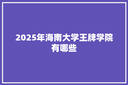 2025年海南大学王牌学院有哪些