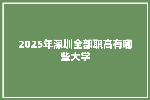 2025年深圳全部职高有哪些大学 写作素材