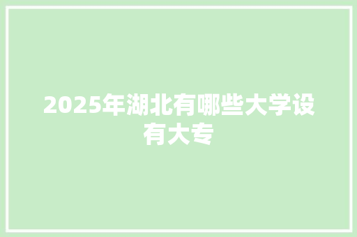2025年湖北有哪些大学设有大专 写作社区