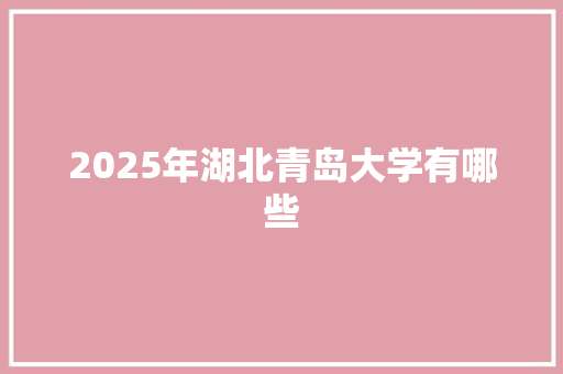 2025年湖北青岛大学有哪些