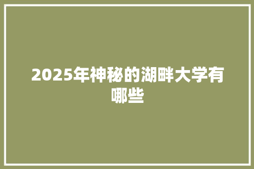 2025年神秘的湖畔大学有哪些