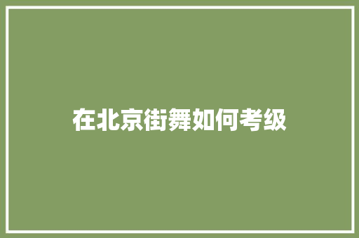 在北京街舞如何考级 词汇积累