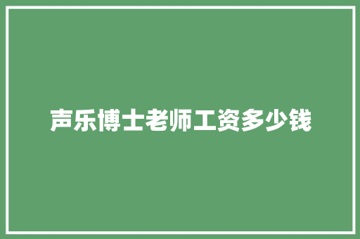 声乐博士老师工资多少钱 简历模板