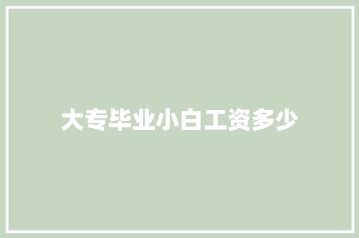 大专毕业小白工资多少