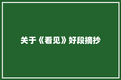 关于《看见》好段摘抄