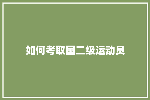如何考取国二级运动员 写作技巧