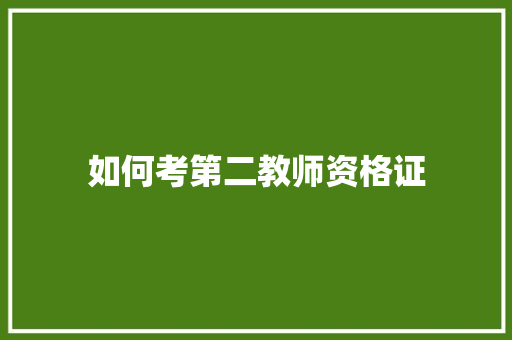 如何考第二教师资格证