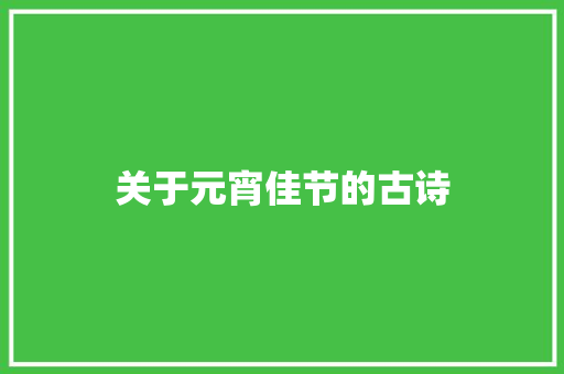 关于元宵佳节的古诗