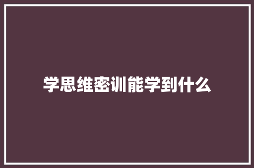 学思维密训能学到什么
