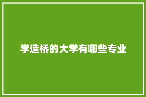 学造桥的大学有哪些专业 报告写作