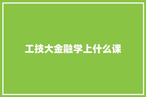 工技大金融学上什么课