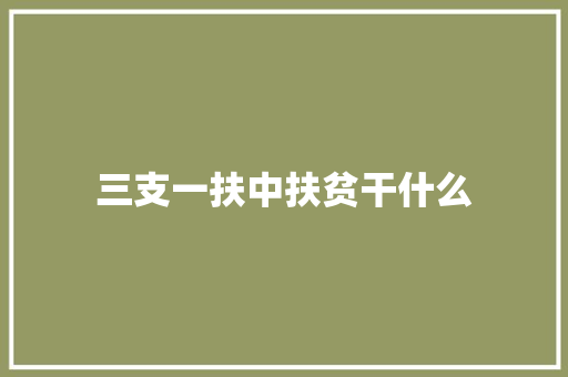 三支一扶中扶贫干什么