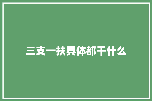 三支一扶具体都干什么