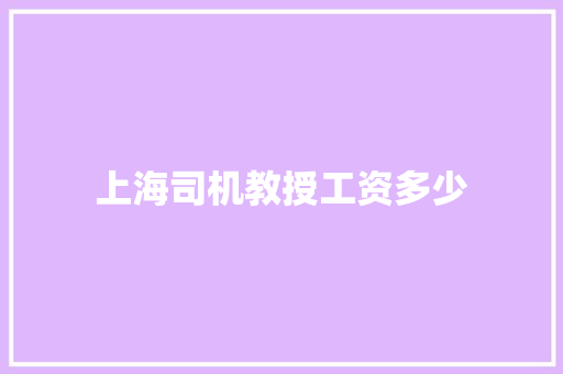 上海司机教授工资多少