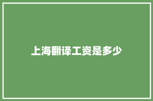 上海翻译工资是多少