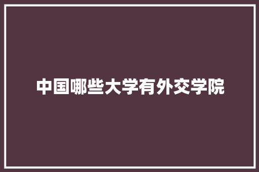 中国哪些大学有外交学院