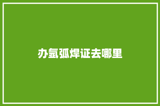 办氩弧焊证去哪里
