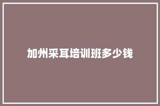 加州采耳培训班多少钱