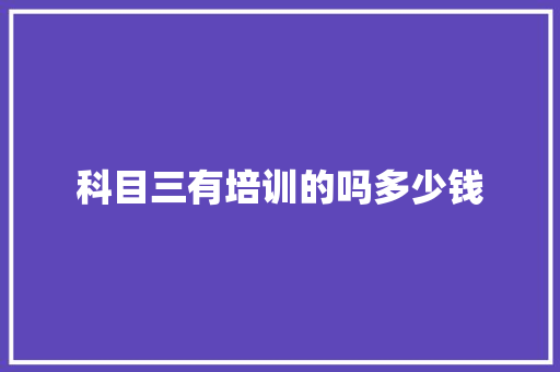 科目三有培训的吗多少钱