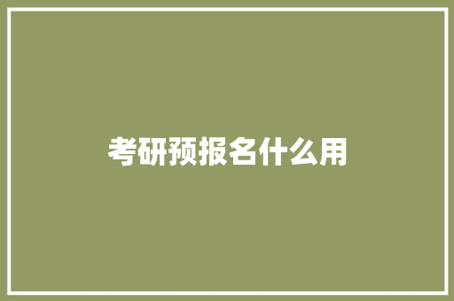 考研预报名什么用