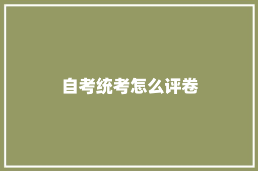 自考统考怎么评卷